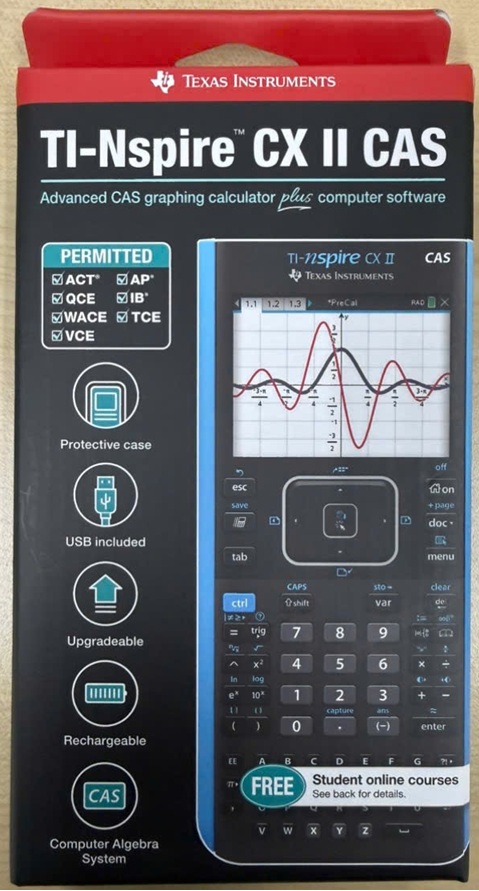 Ti-Nspire CXII-CAS, Máy tính Khoa học Vẽ đồ thị Texas Instrument Ti-Nspire CXII-CAS chính hãng MẪU MỚI (cho kỳ thi ACT, IB, AP, QCE,TCE, WACE, VCE)